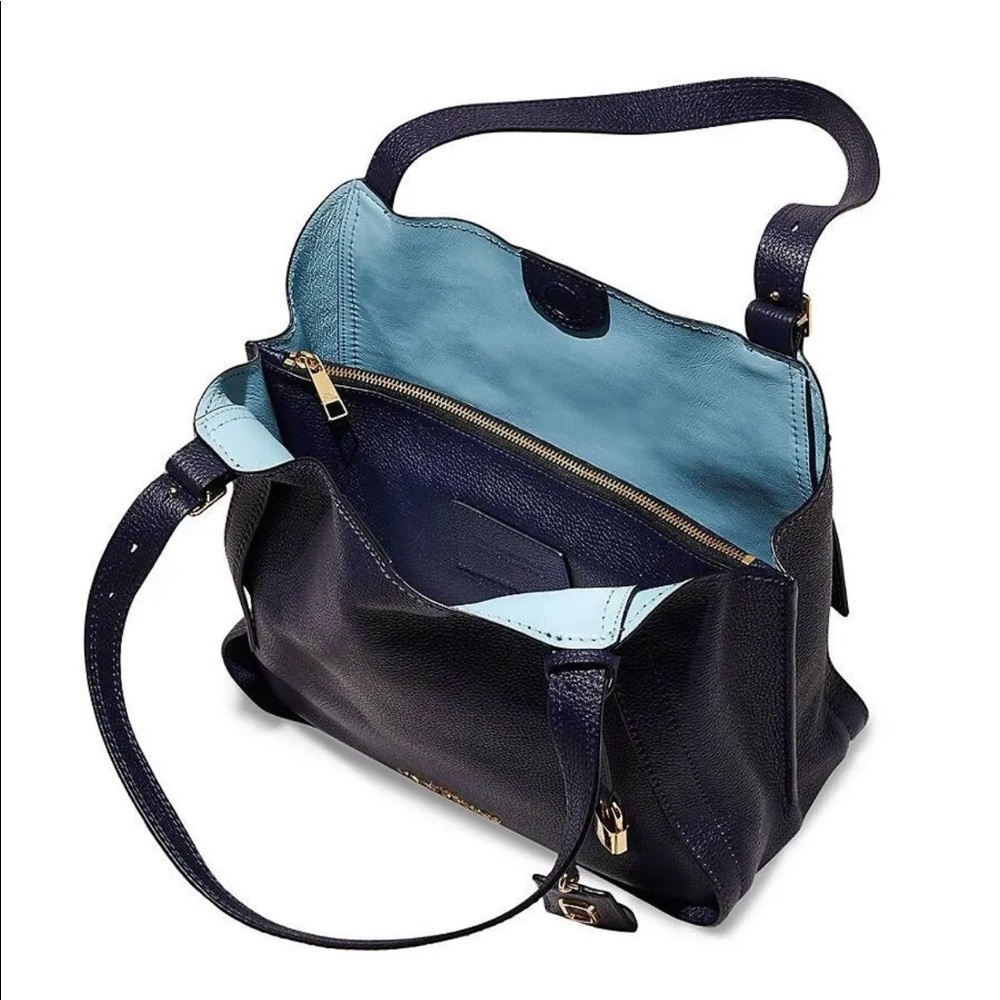 NWOT Marc Jacobs Navy Blue Pebbled Leather Tote with Gold Hardware